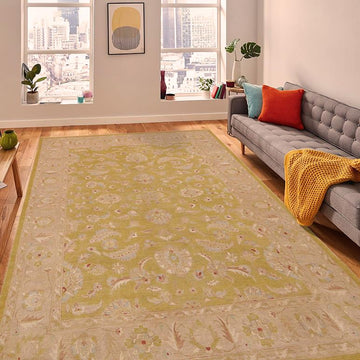 handmade Traditional Kafkaz Chobi Ziegler Lt. Green Taupe Hand Knotted RECTANGLE 100% WOOL area rug 9 x 12